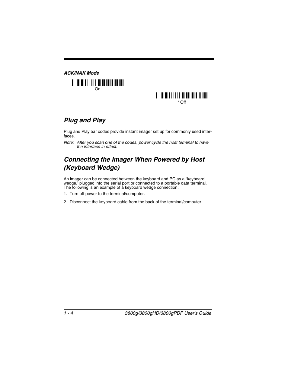 Plug and play, Keyboard wedge) -4 | Honeywell 3800gPDF User Manual | Page 20 / 156
