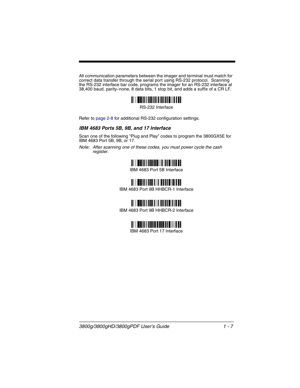 Ibm 4683 ports 5b, 9b, and 17 interface, Ibm 4683 ports 5b, 9b, and 17 interface -7 | Honeywell 3800gPDF User Manual | Page 23 / 156