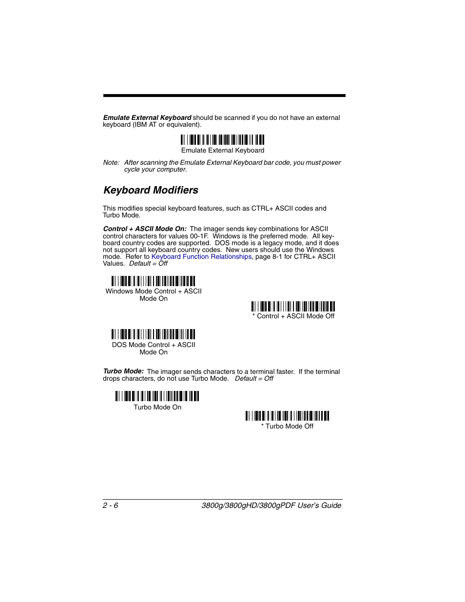 Keyboard modifiers, Keyboard modifiers -6 | Honeywell 3800gPDF User Manual | Page 32 / 156