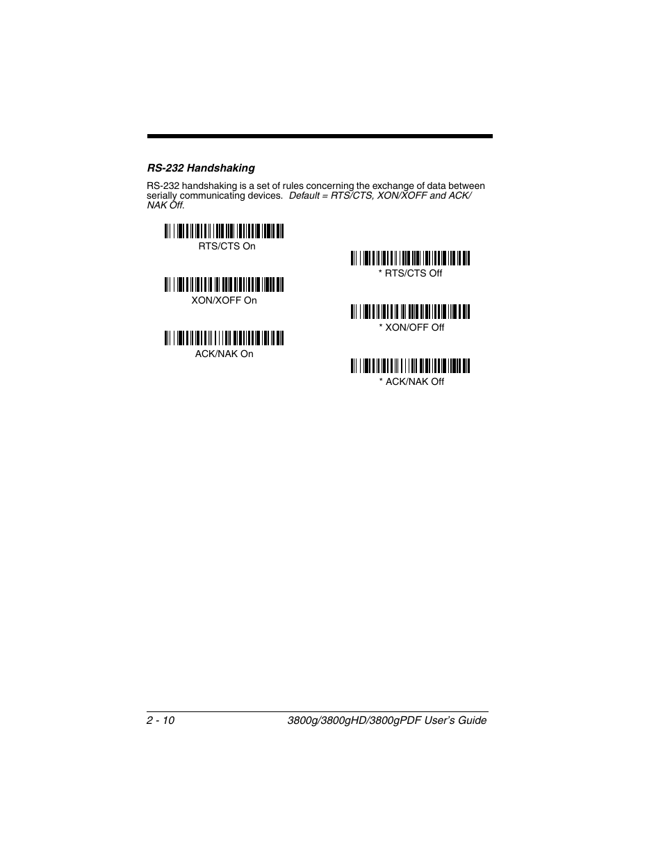 Rs-232 handshaking, Rs-232 handshaking -10 | Honeywell 3800gPDF User Manual | Page 36 / 156