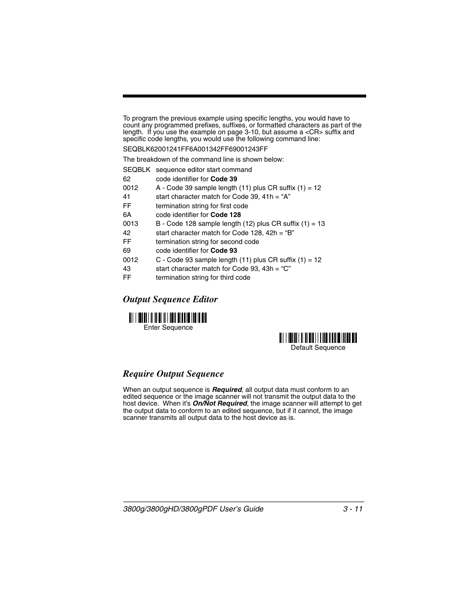 Output sequence editor, Require output sequence, Output sequence editor require output sequence | Honeywell 3800gPDF User Manual | Page 47 / 156