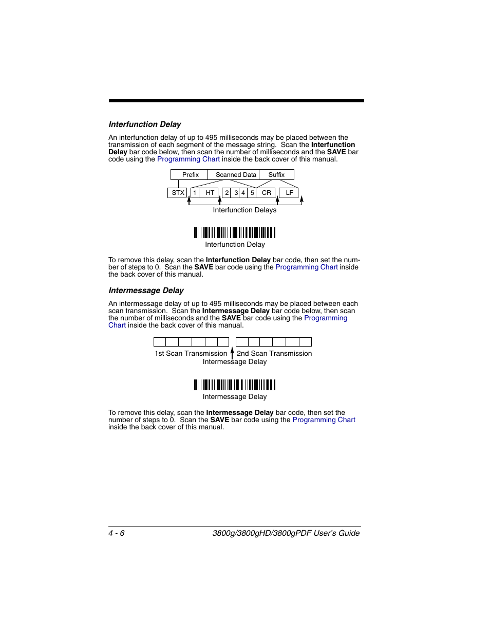 Interfunction delay, Intermessage delay, Interfunction delay -6 intermessage delay -6 | Honeywell 3800gPDF User Manual | Page 56 / 156