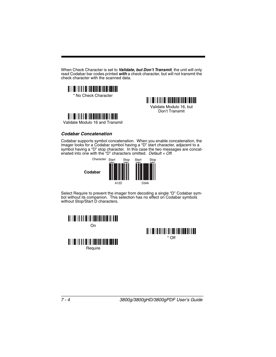Codabar concatenation, Codabar concatenation -4 | Honeywell 3800gPDF User Manual | Page 70 / 156