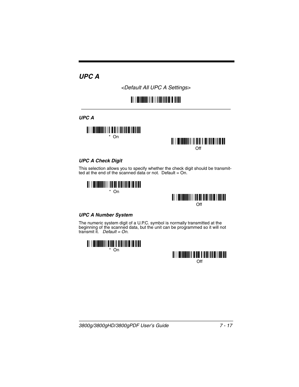 Upc a check digit, Upc a number system, Upc a -17 | Upc a check digit -17 upc a number system -17, Upc a | Honeywell 3800gPDF User Manual | Page 83 / 156