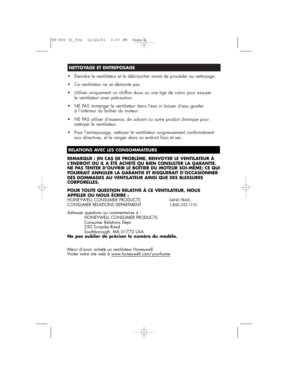 Honeywell HT-800C User Manual | Page 9 / 16