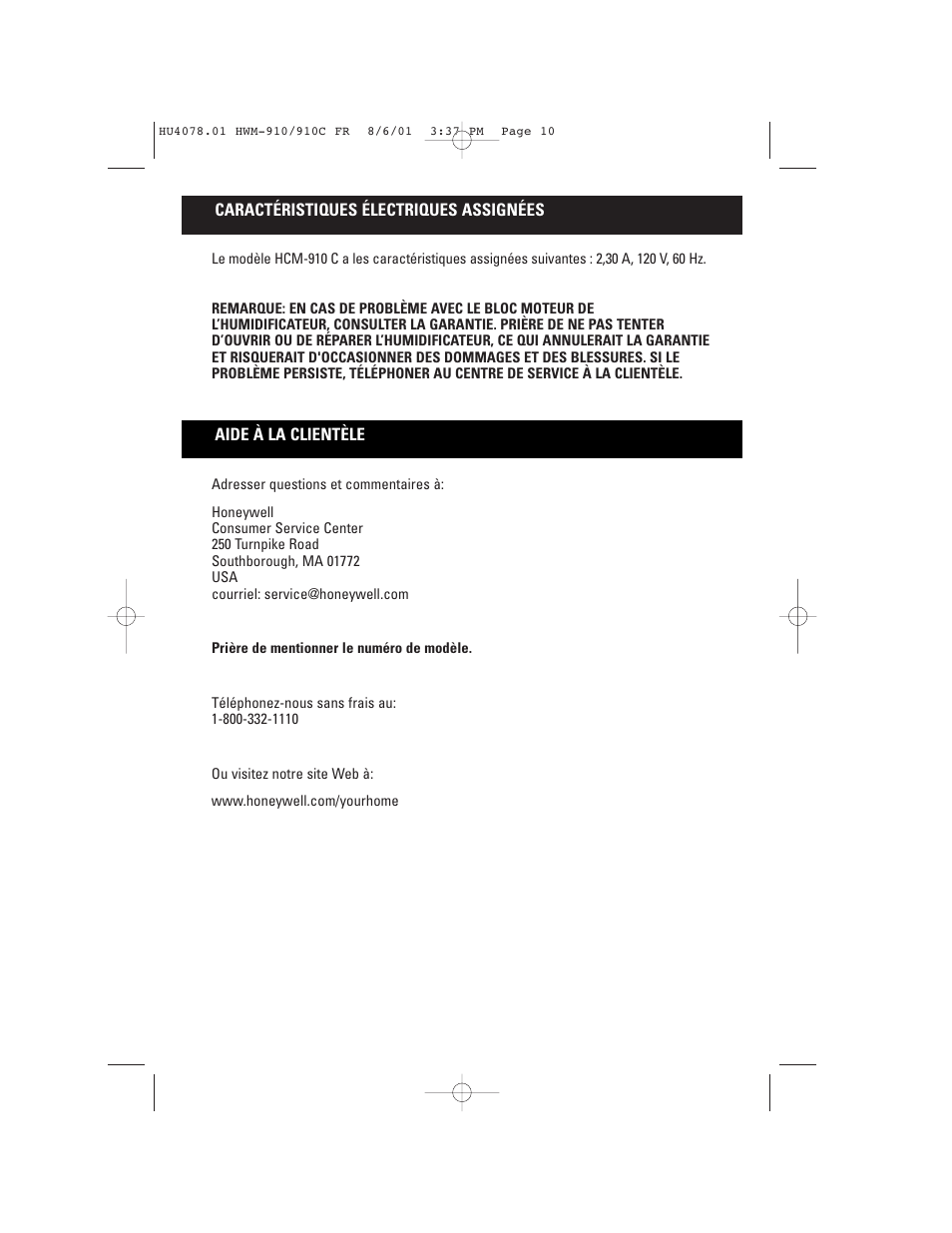 Honeywell HWM-910 Series User Manual | Page 23 / 36