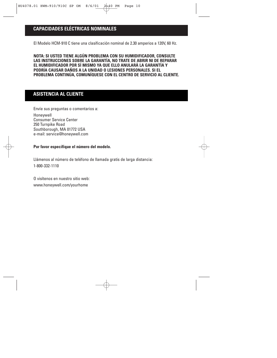 Honeywell HWM-910 Series User Manual | Page 35 / 36