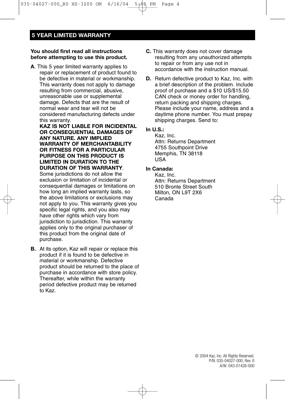 Honeywell HZ-3200 User Manual | Page 4 / 12
