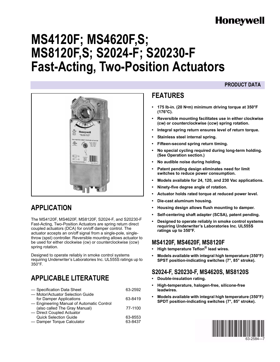 Honeywell S20230-F User Manual | 12 pages