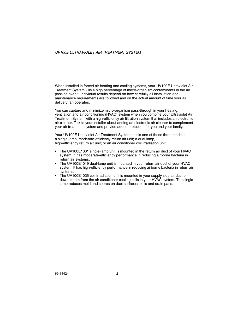 How your ultraviolet air treatment system works | Honeywell UV 100E User Manual | Page 2 / 8