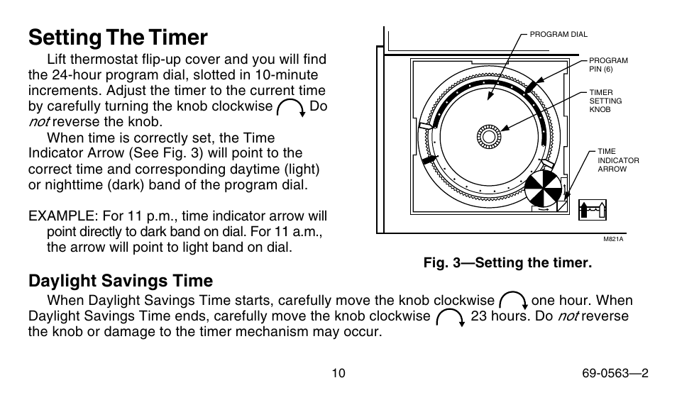 Setting the timer, Daylight savings time | Honeywell B/Q682 User Manual | Page 10 / 24