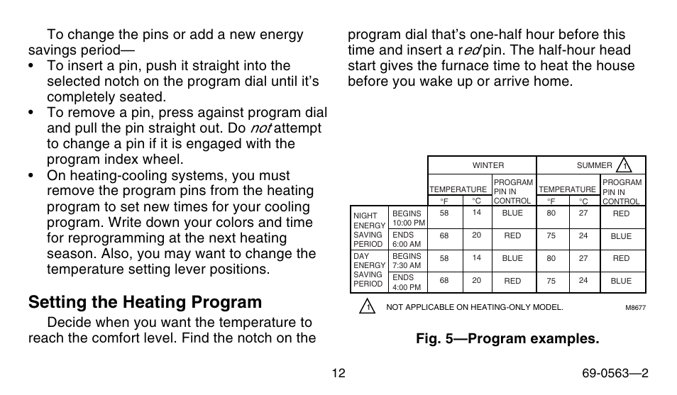 Setting the heating program | Honeywell B/Q682 User Manual | Page 12 / 24