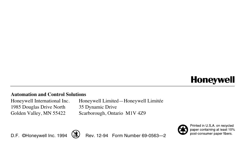 Honeywell B/Q682 User Manual | Page 24 / 24