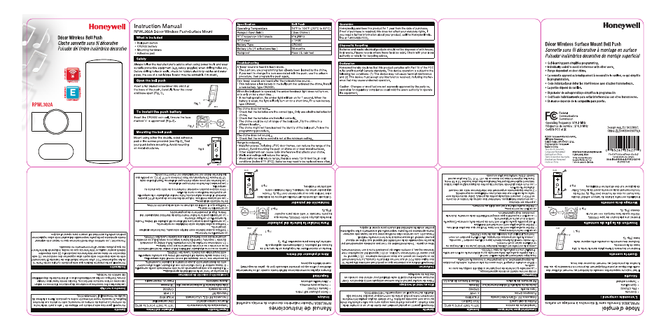 Honeywell RPWL302A User Manual | 1 page