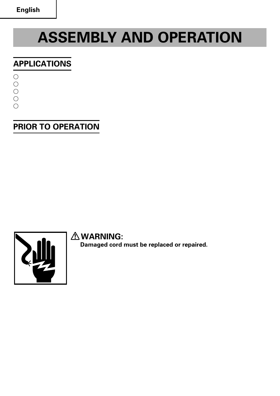 Assembly and operation, Applications, Prior to operation | Warning | Honeywell CJ 110MVA User Manual | Page 10 / 60