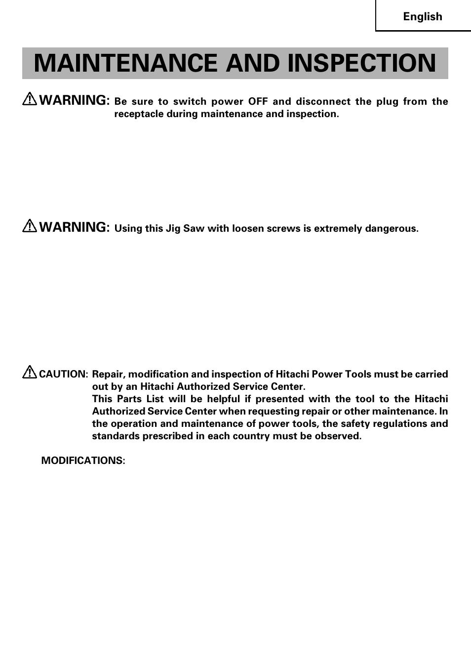 Maintenance and inspection, Warning | Honeywell CJ 110MVA User Manual | Page 17 / 60