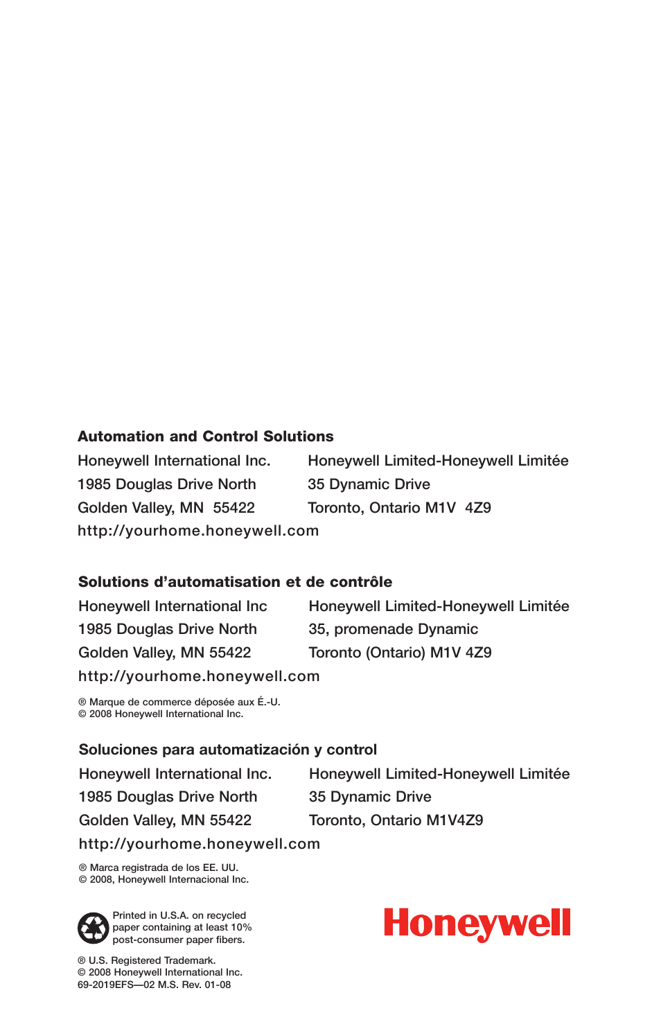Honeywell FOCUSPRO TH5320C User Manual | Page 16 / 16