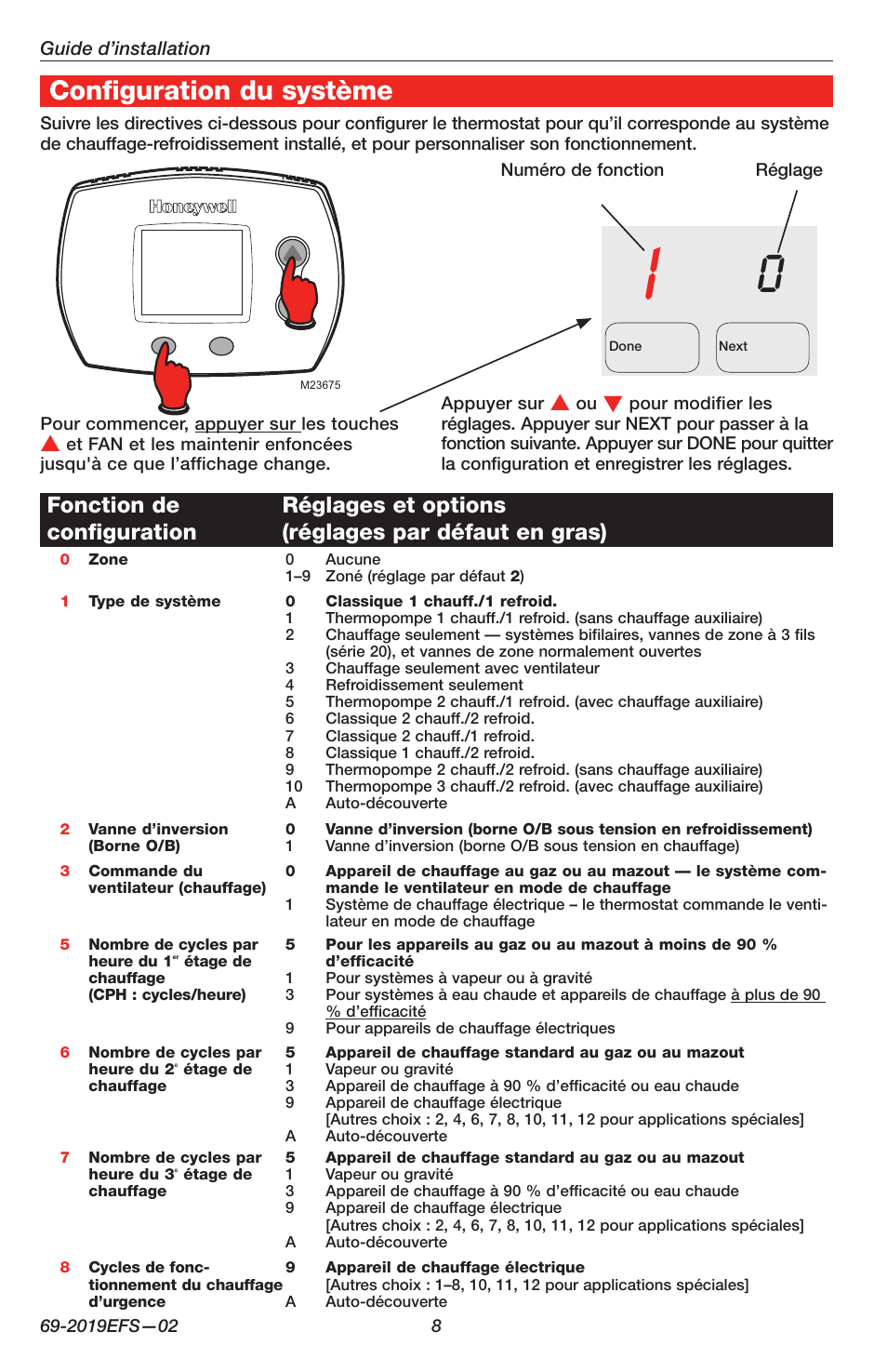 Configuration du système | Honeywell FOCUSPRO TH5320C User Manual | Page 8 / 16