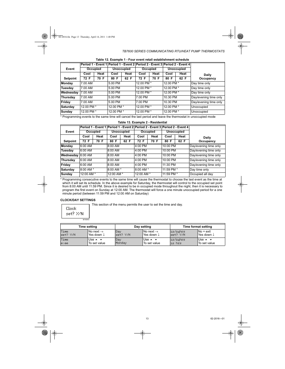 Honeywell SERIES COMMUNICATING TB7600 User Manual | Page 13 / 24