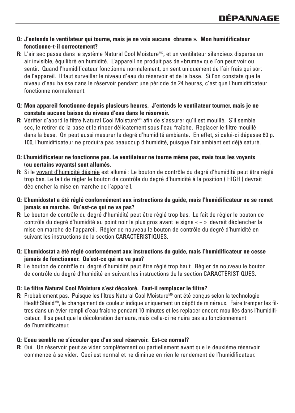 Dépannage | Honeywell HCM-3060 User Manual | Page 21 / 36