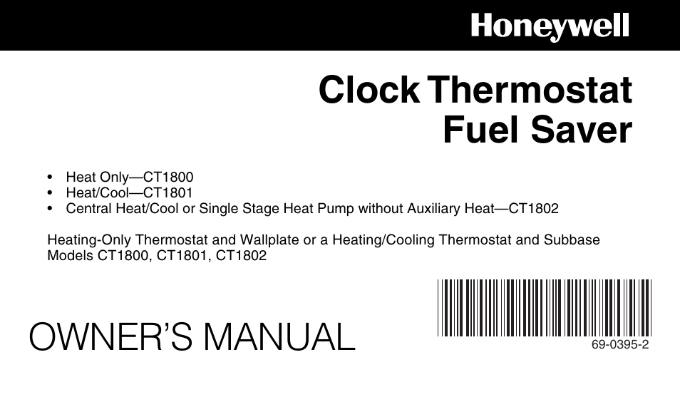 Honeywell CT1801 User Manual | 28 pages