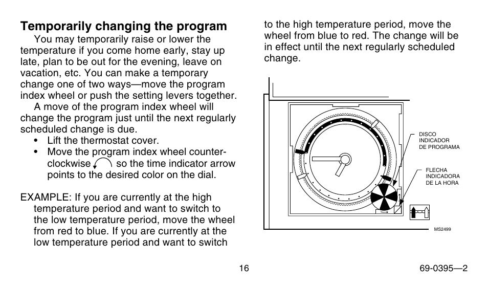 Temporarily changing the program | Honeywell CT1801 User Manual | Page 16 / 28