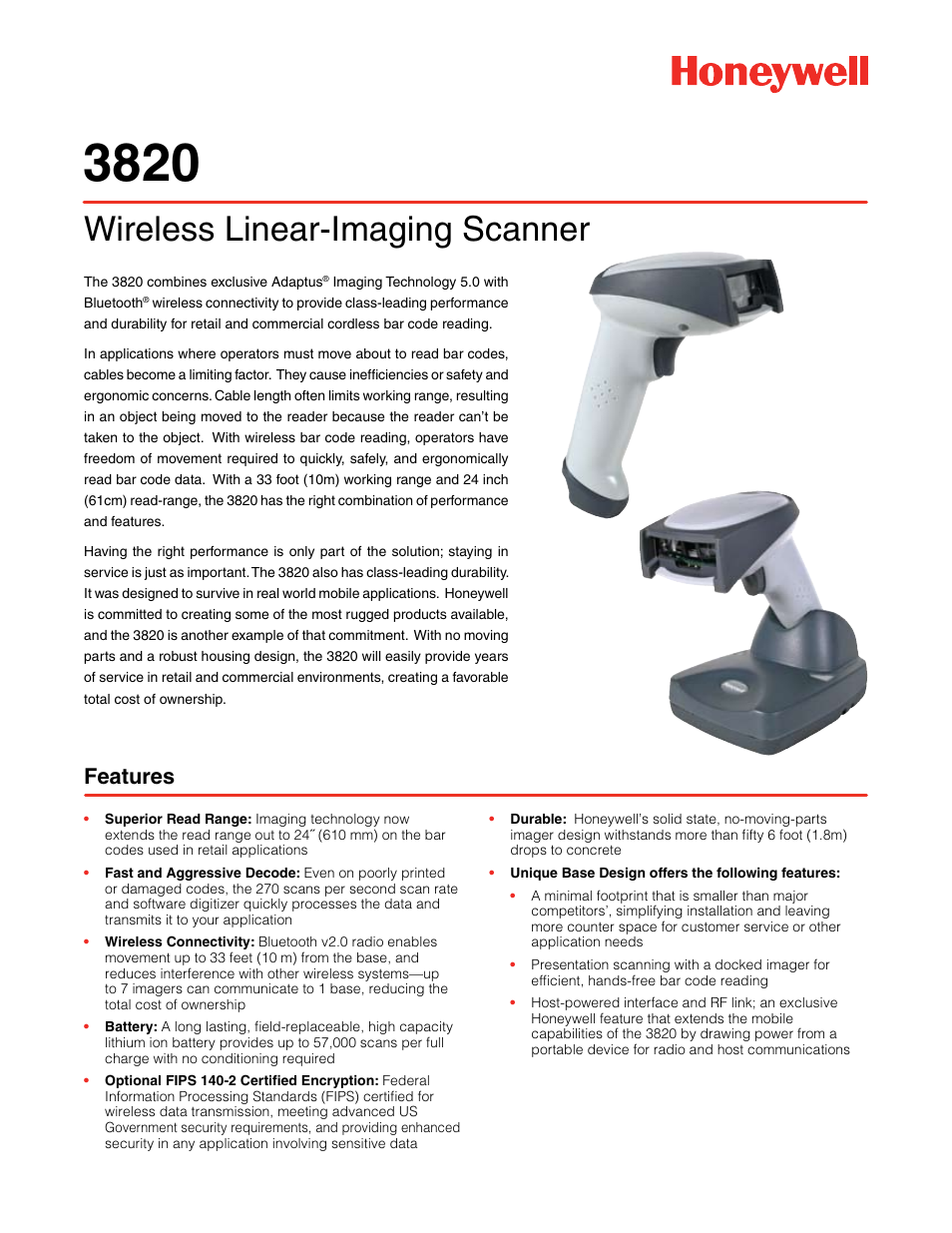 Honeywell 3820 User Manual | 2 pages