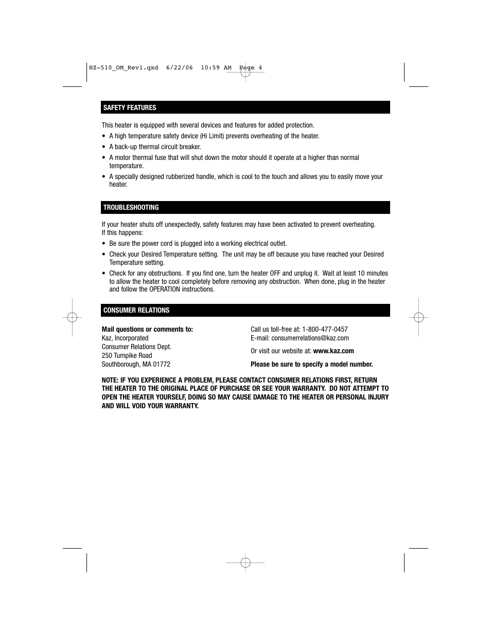 Honeywell HZ-510 User Manual | Page 4 / 20
