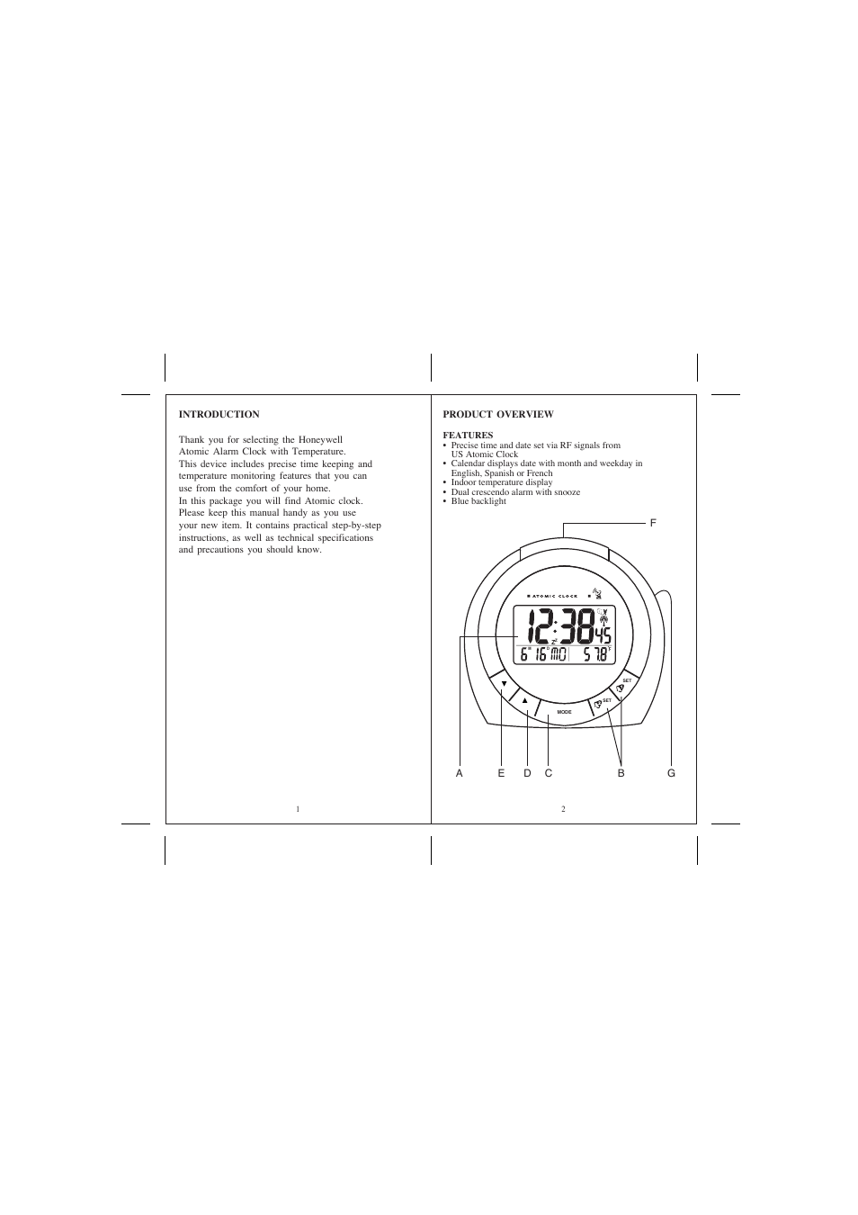 Honeywell RC182W User Manual | Page 2 / 5