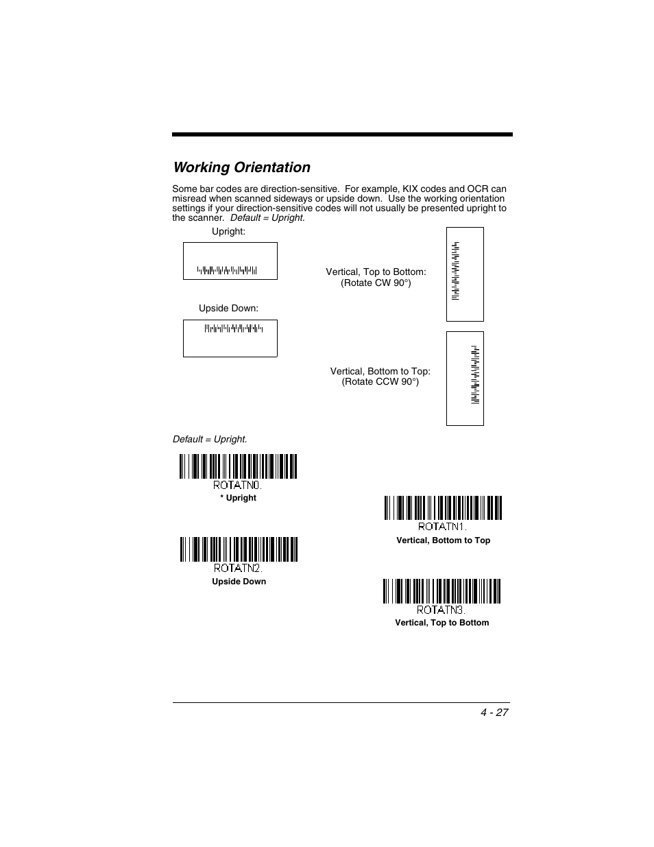 Working orientation, Working orientation -27 | Honeywell XENON 1902 User Manual | Page 123 / 312