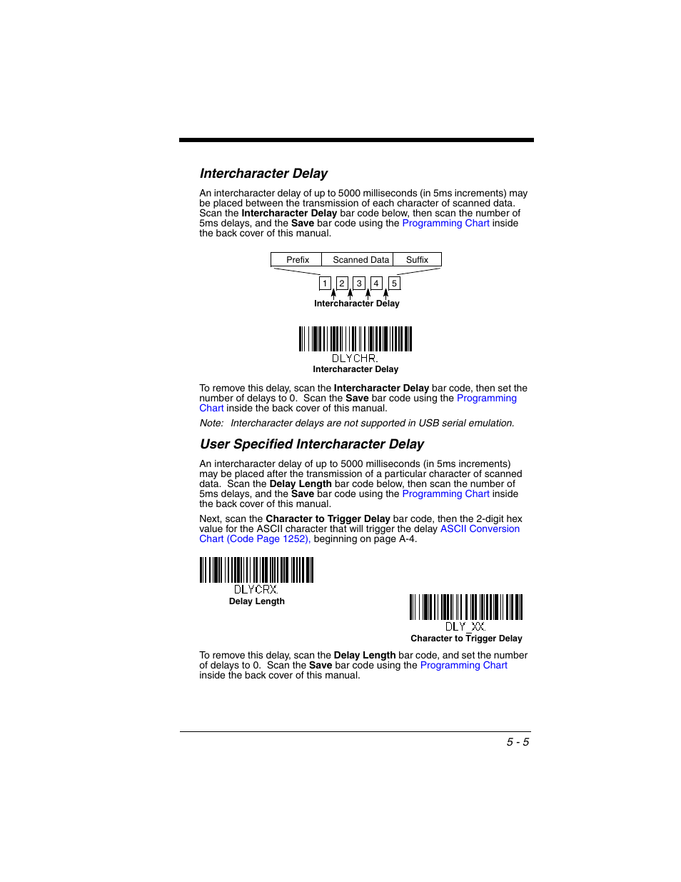 Intercharacter delay, User specified intercharacter delay | Honeywell XENON 1902 User Manual | Page 129 / 312