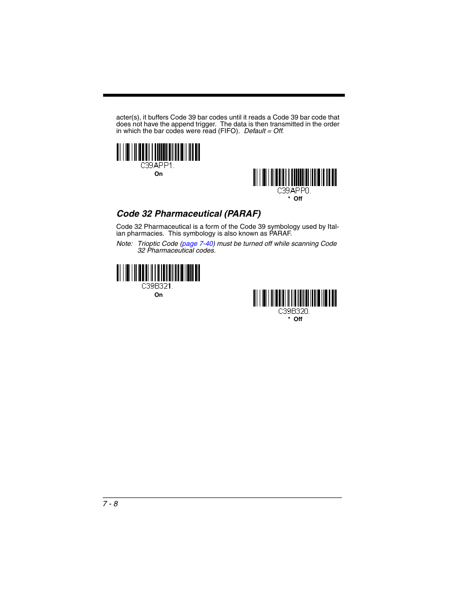 Code 32 pharmaceutical (paraf), Code 32 pharmaceutical (paraf) -8 | Honeywell XENON 1902 User Manual | Page 150 / 312