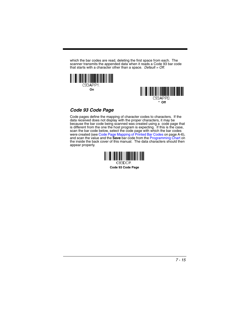 Code 93 code page | Honeywell XENON 1902 User Manual | Page 157 / 312
