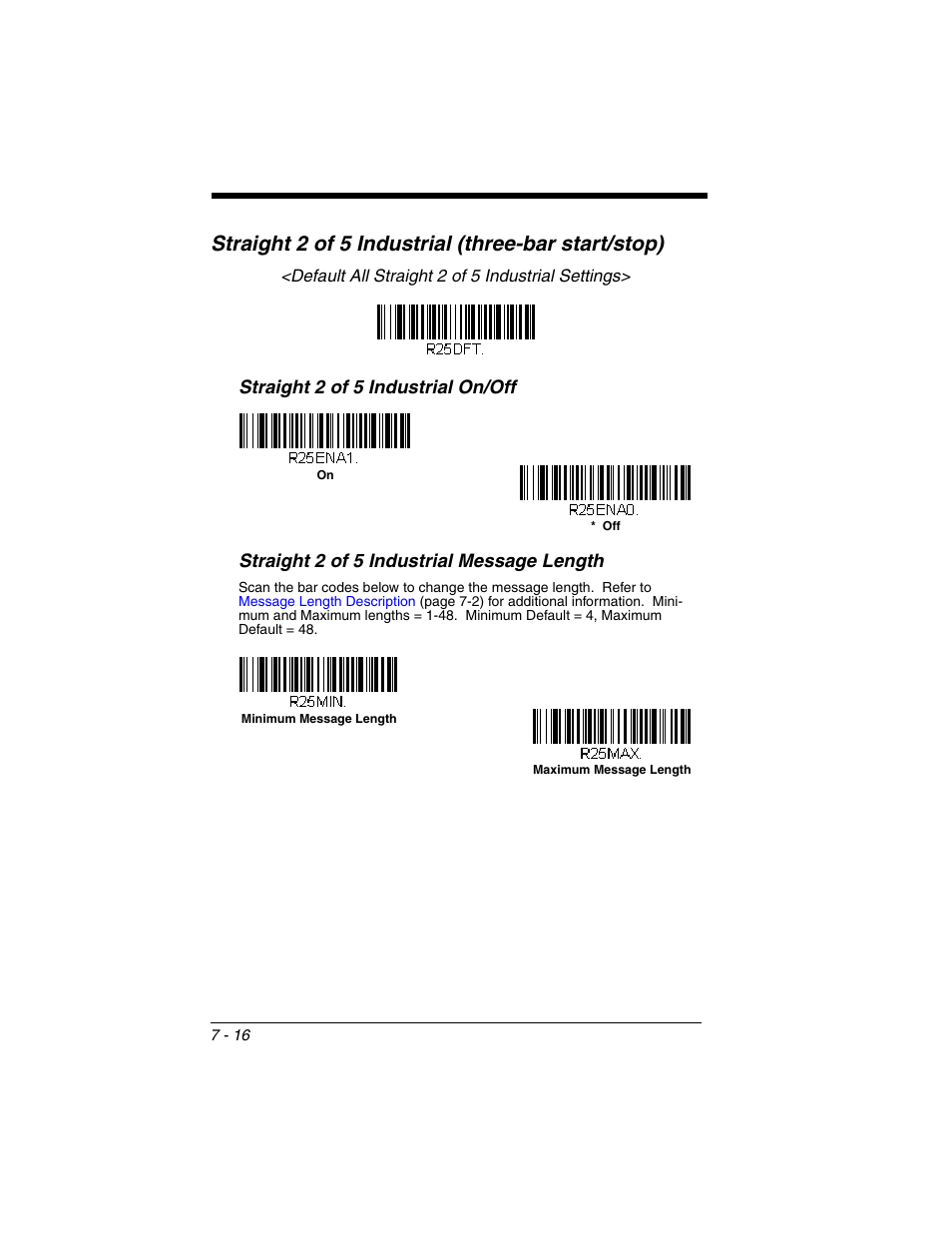 Straight 2 of 5 industrial (three-bar start/stop) | Honeywell XENON 1902 User Manual | Page 158 / 312
