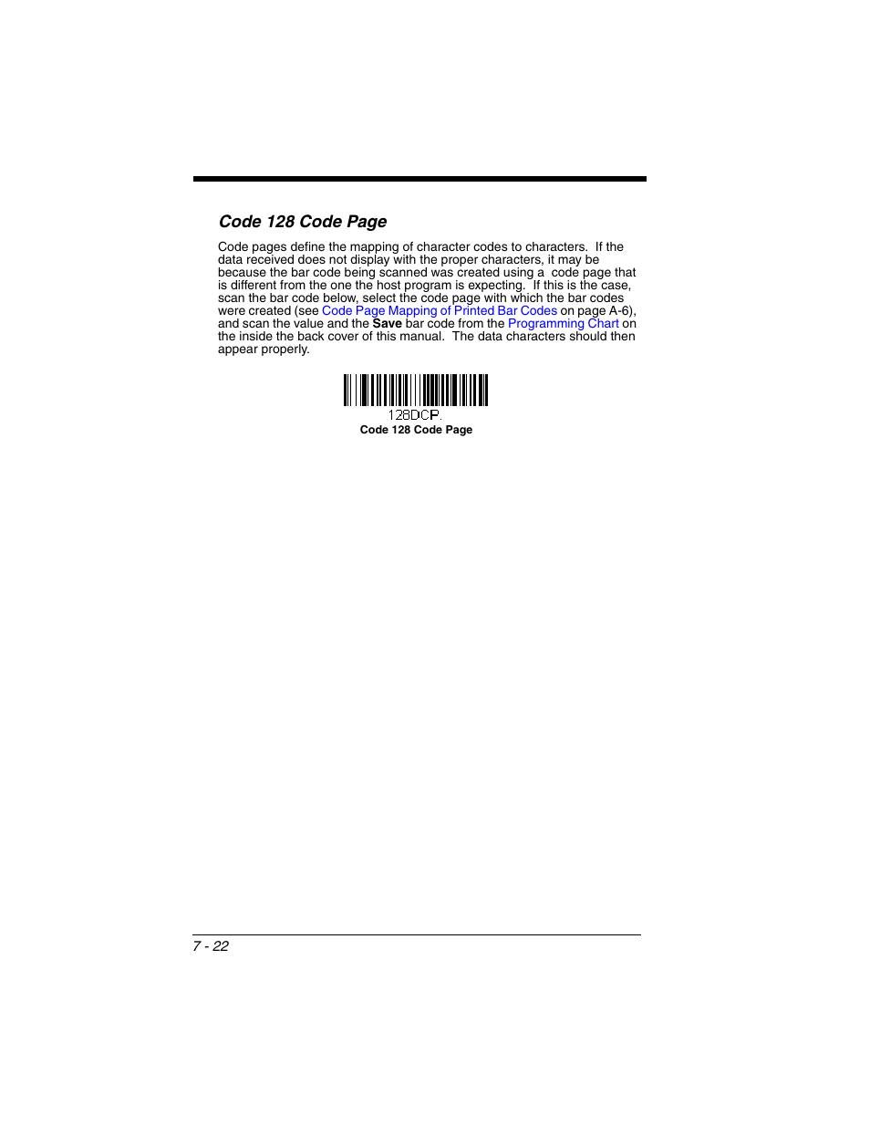 Code 128 code page | Honeywell XENON 1902 User Manual | Page 164 / 312