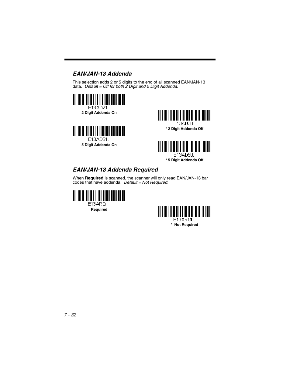 Ean/jan-13 addenda, Ean/jan-13 addenda required | Honeywell XENON 1902 User Manual | Page 174 / 312