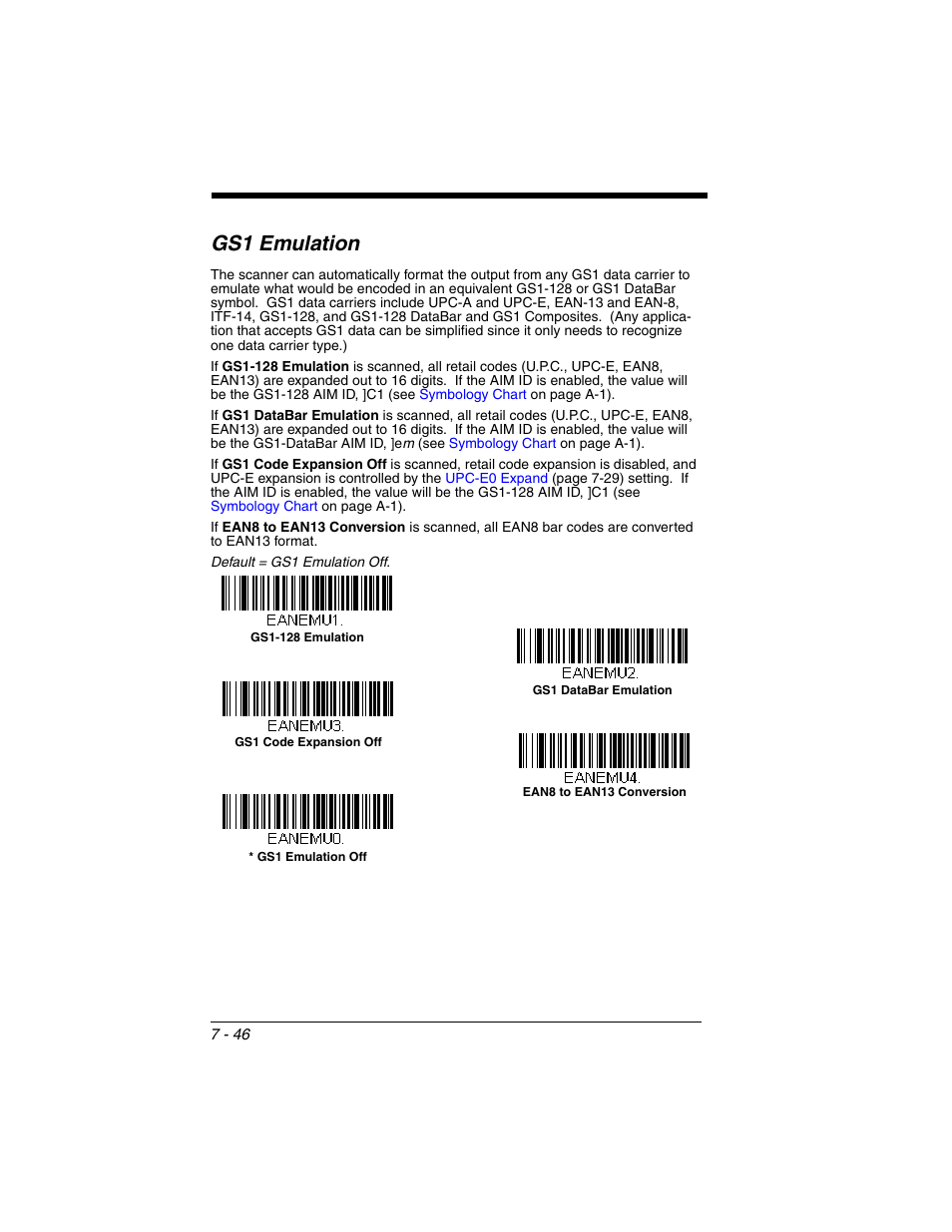 Gs1 emulation, Gs1 emulation -46 | Honeywell XENON 1902 User Manual | Page 188 / 312