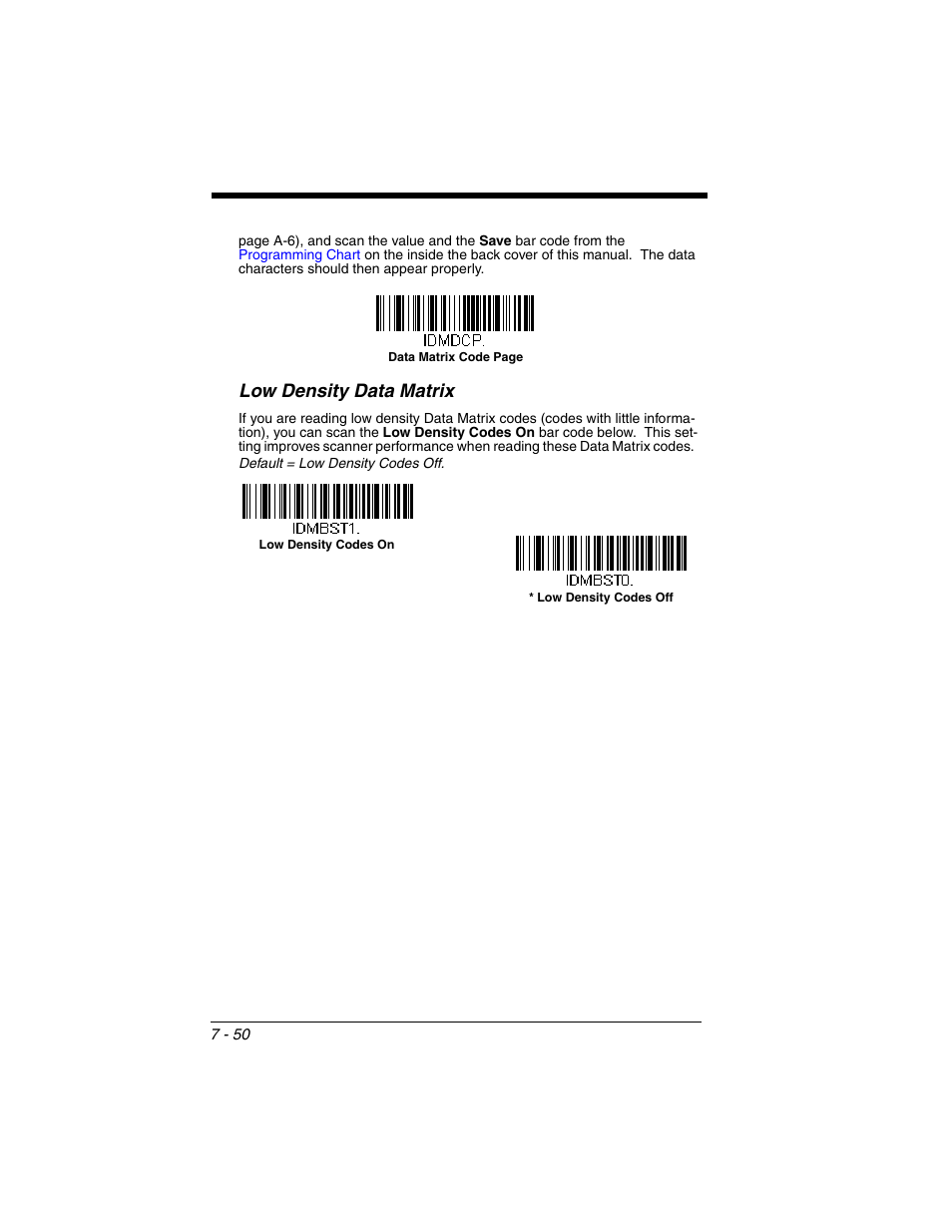 Low density data matrix | Honeywell XENON 1902 User Manual | Page 192 / 312