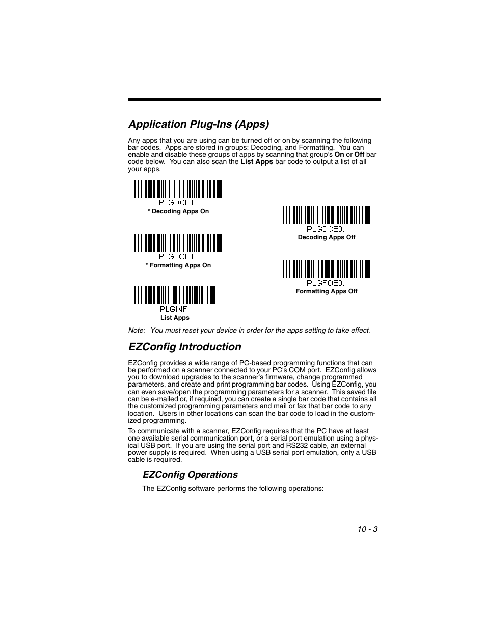 Application plug-ins (apps), Ezconfig introduction, An “nr” appears | Ezconfig operations | Honeywell XENON 1902 User Manual | Page 235 / 312