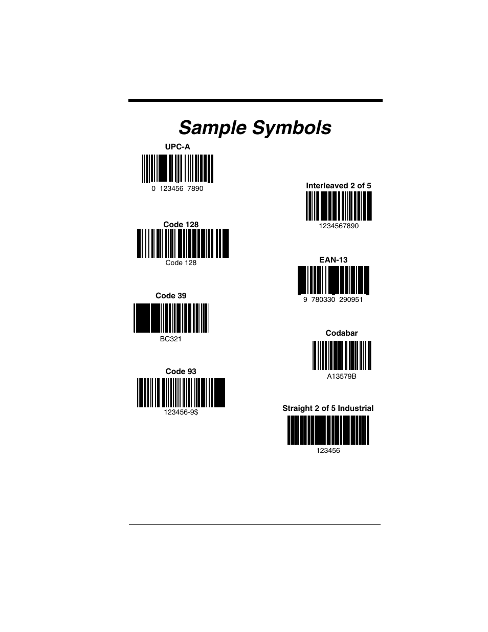 Sample symbols, From the | Honeywell XENON 1902 User Manual | Page 307 / 312