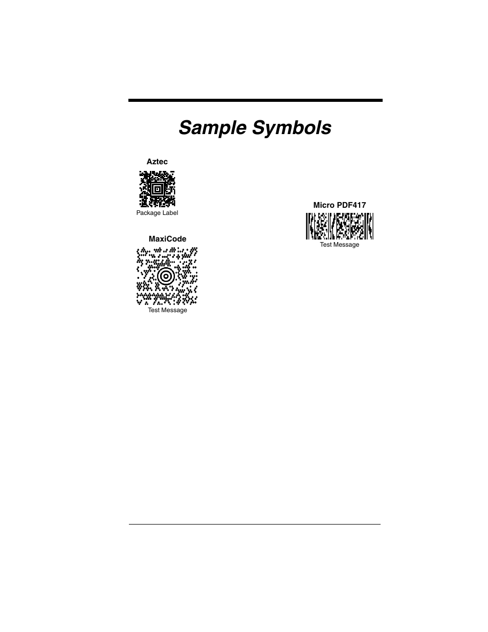 Sample symbols | Honeywell XENON 1902 User Manual | Page 309 / 312