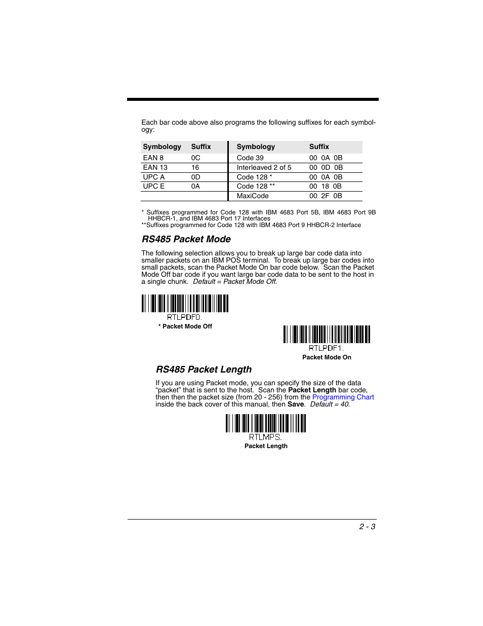 Rs485 packet mode, Rs485 packet mode -3, Rs485 packet length | Honeywell XENON 1902 User Manual | Page 37 / 312
