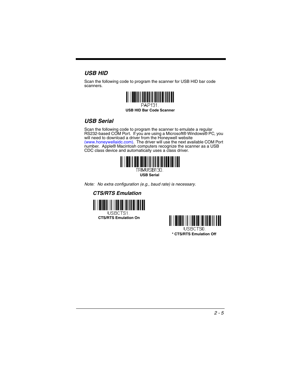 Usb hid, Usb serial, Usb hid -5 usb serial -5 | Honeywell XENON 1902 User Manual | Page 39 / 312