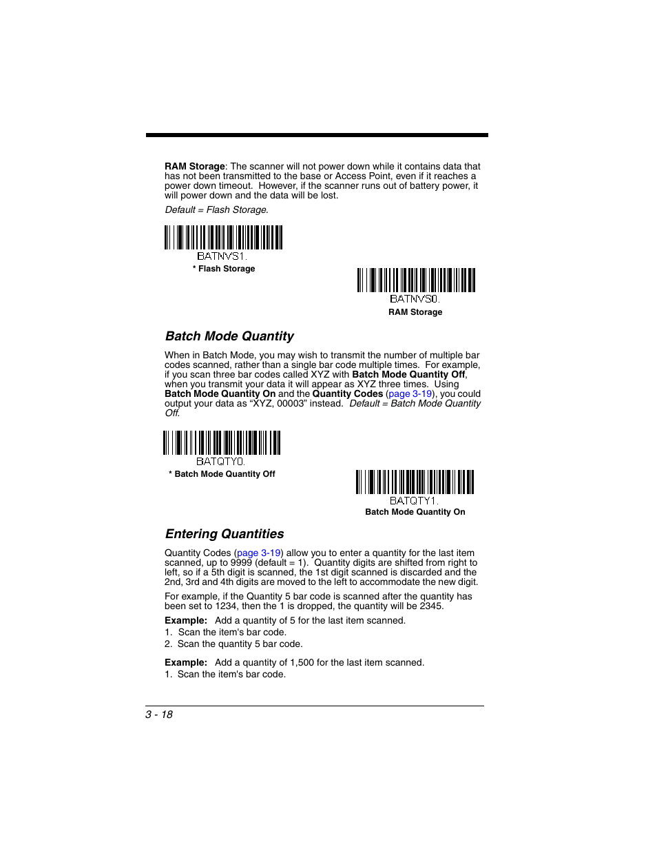 Batch mode quantity, Batch mode quantity -18, Entering quantities | Honeywell XENON 1902 User Manual | Page 80 / 312