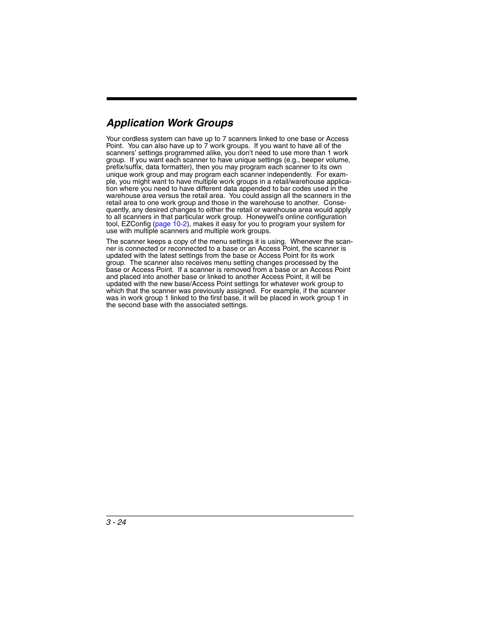 Application work groups, Application work groups -24 | Honeywell XENON 1902 User Manual | Page 86 / 312