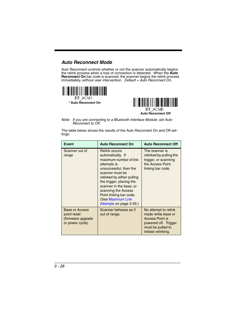 Auto reconnect mode, Auto reconnect mode -28 | Honeywell XENON 1902 User Manual | Page 90 / 312