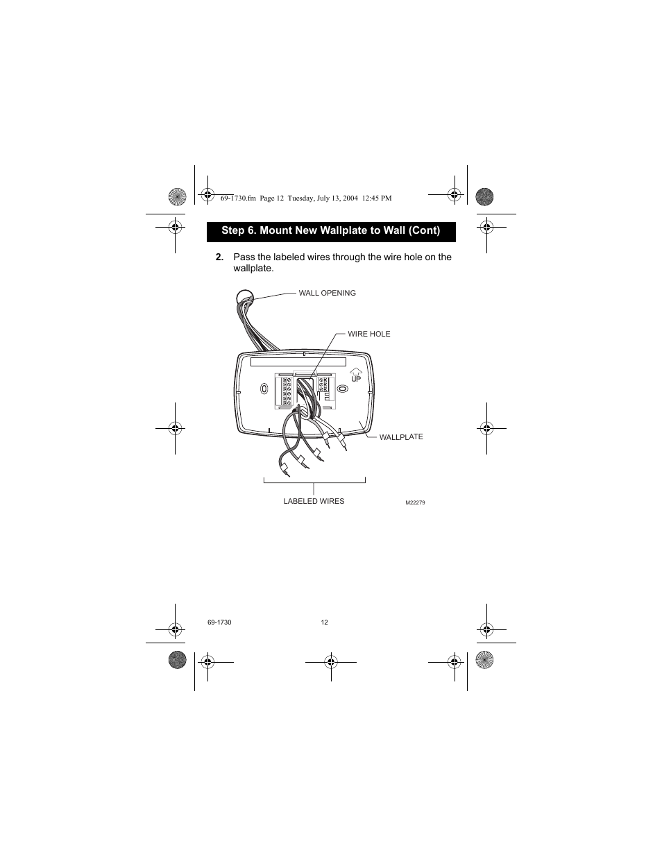 Step 6. mount new wallplate to wall (cont) | Honeywell RTH7500D User Manual | Page 12 / 64