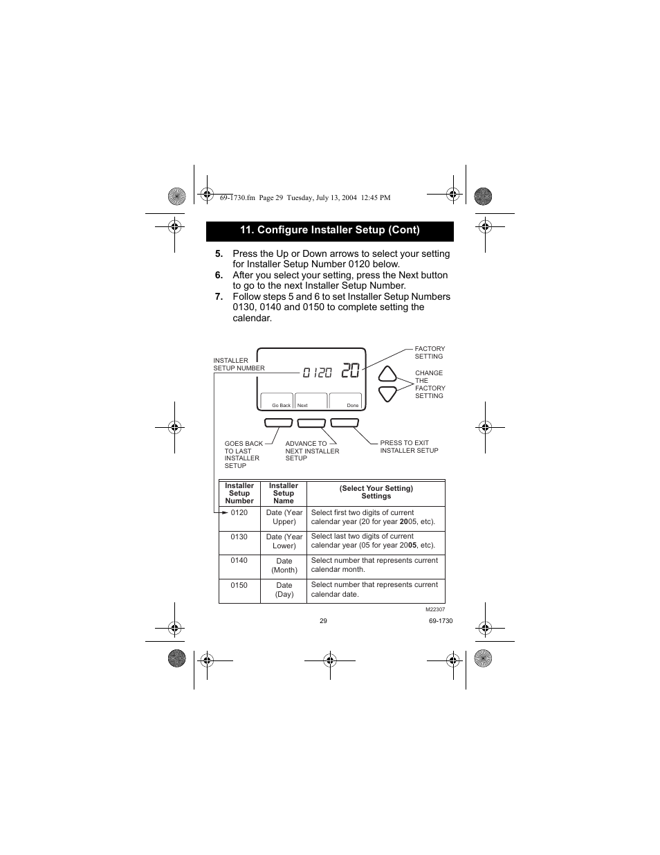 Configure installer setup (cont) | Honeywell RTH7500D User Manual | Page 29 / 64