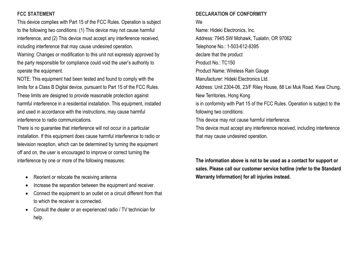 Honeywell TC150 User Manual | Page 14 / 15