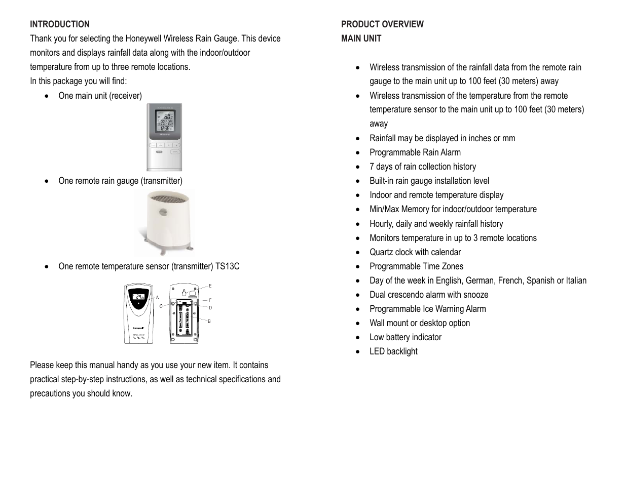 Honeywell TC150 User Manual | Page 2 / 15